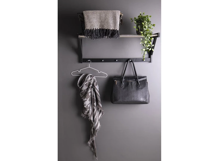 Hoedenplank Padova in metaal/zwart hout 4291090 sfeerbeeld