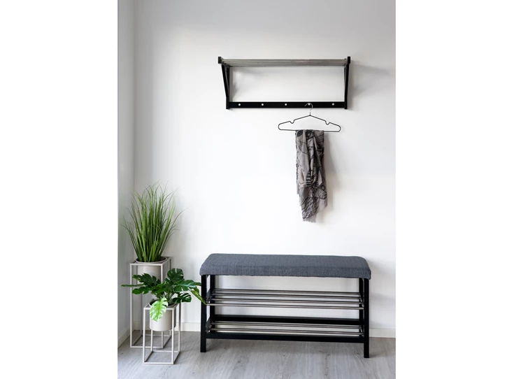 Hoedenplank Padova sfeerbeeld in metaal/zwart hout 4291090