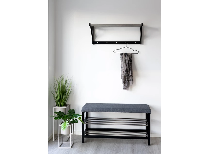 Hoedenplank Padova sfeerbeeld in metaal/zwart hout 4291090