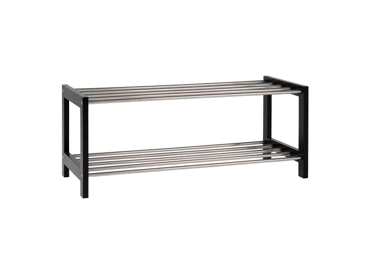 Schoenenrek Padova in metaal/zwart hout 4291095 schuin vooraanzicht