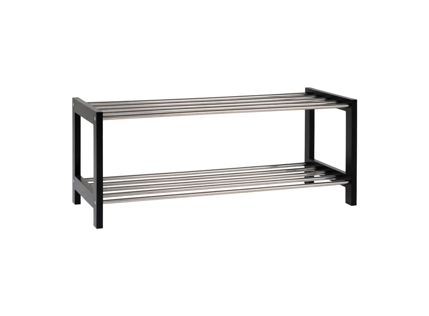 Schoenenrek Padova in metaal/zwart hout 4291095 schuin vooraanzicht