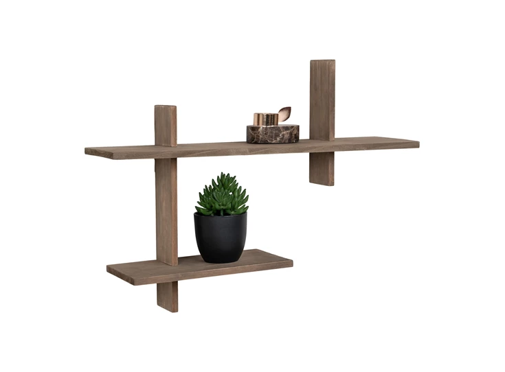 Wandplank Ovada in grenenhout 4292240 schuin vooraanzicht met deco