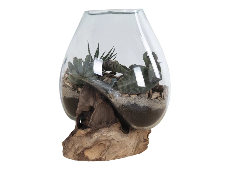 Waterdrop teak natuur vaas uniek 4501051 San Marino