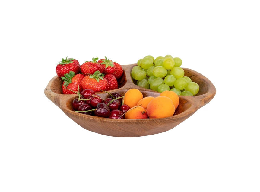 Schaal Nola teak natuur Ø30x5cm 4501100 gevuld