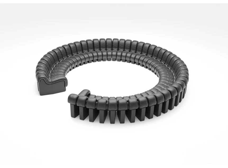 Ronde opstelling Verstelbare salon Snake DS-600 leder zwart De Sede