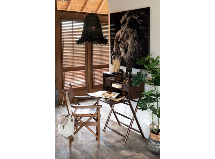 Wanddeco leeuw- glas/aluminium- zwart/wit- sfeerbeeld