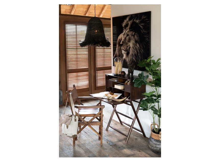 Wanddeco leeuw- glas/aluminium- zwart/wit- sfeerbeeld