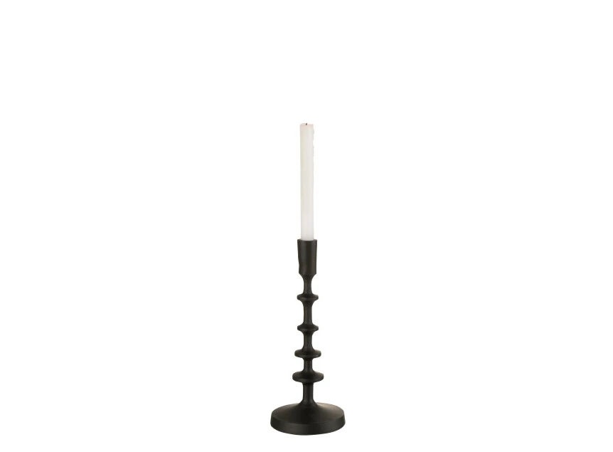 Izy kandelaar- aluminium- zwart- small- met kaars
