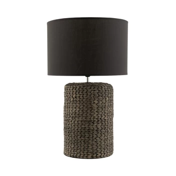 Lamp- voet+kap- dik vlecht- beton/katoen- wit- large- (42X42X70cm)- 1535