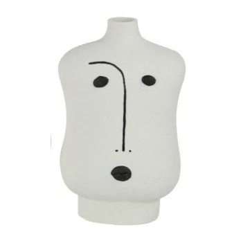 Abstracte vaas gezicht- poselein- zwart/wit- large