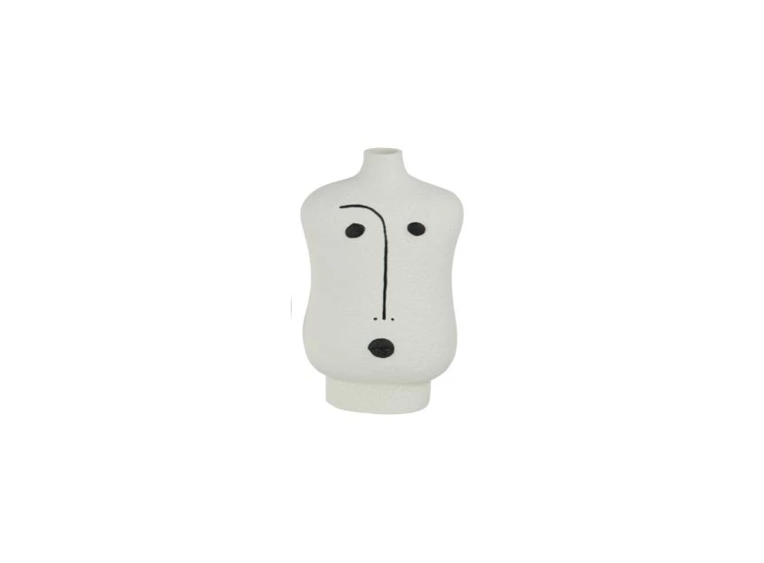 Abstracte vaas gezicht- poselein- zwart/wit- large