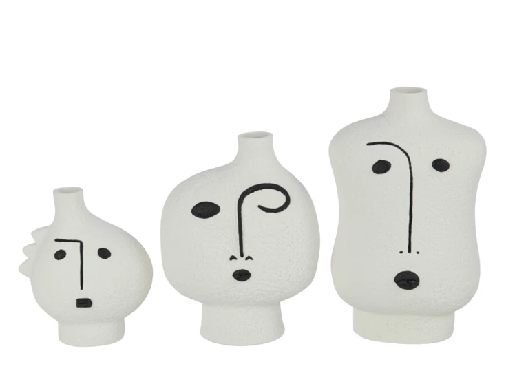 Abstracte vaas gezicht- poselein- zwart/wit- large- combo