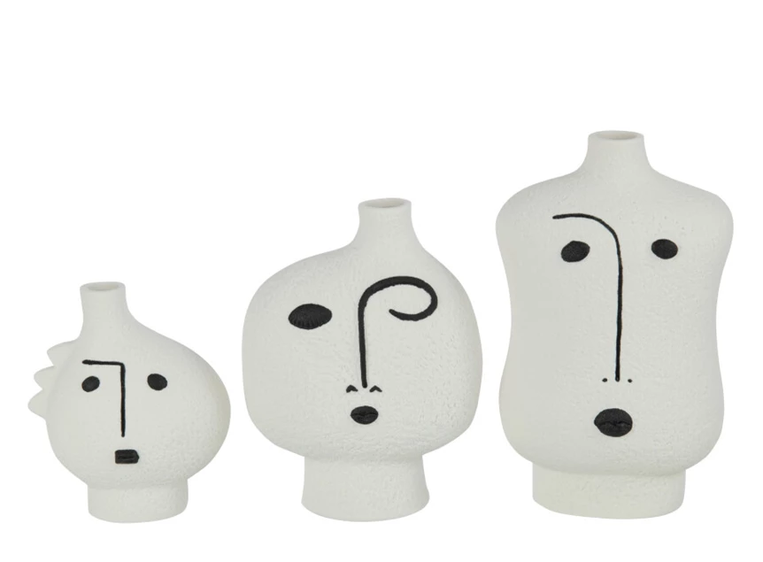 Abstracte vaas gezicht- poselein- zwart/wit- large- combo