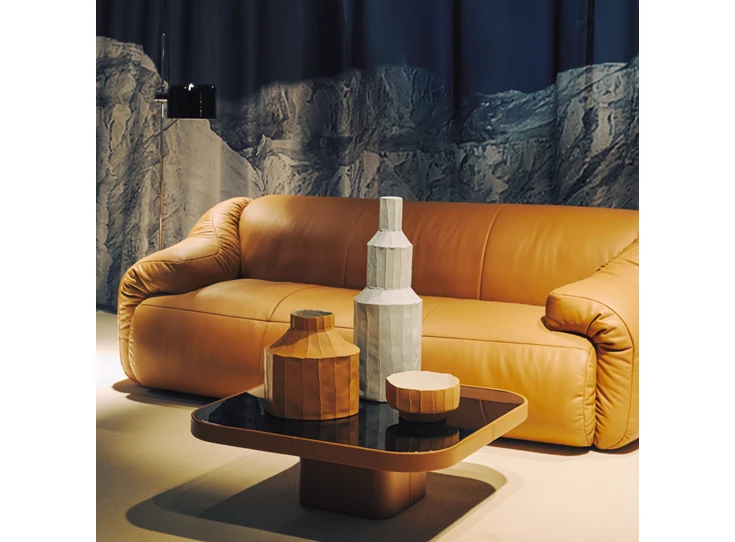 Meubelbeurs Milaan Zetel canapé 3-zit London DS-705 leder cognac De Sede