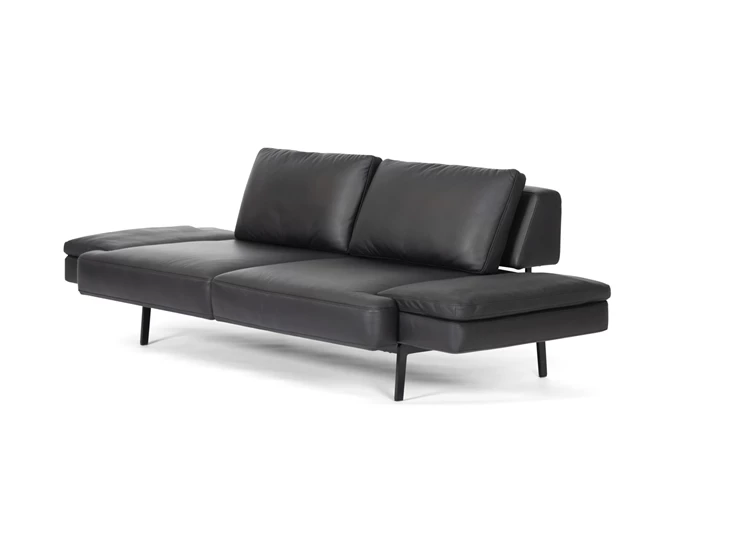 Zijkant armleuningen plat Zetel canapé 2-zit Laviva DS-747 leder zwart De Sede