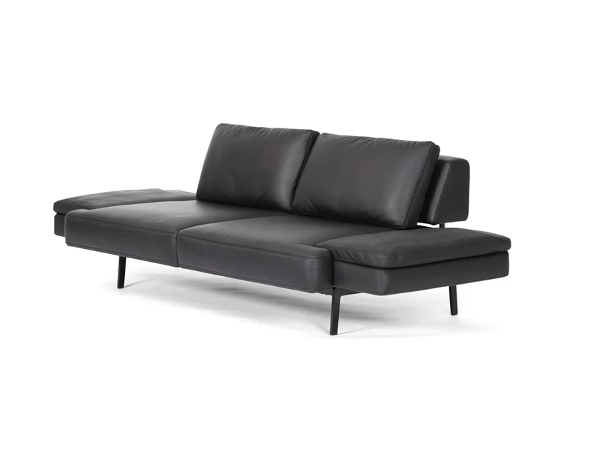 Zijkant armleuningen plat Zetel canapé 2-zit Laviva DS-747 leder zwart De Sede