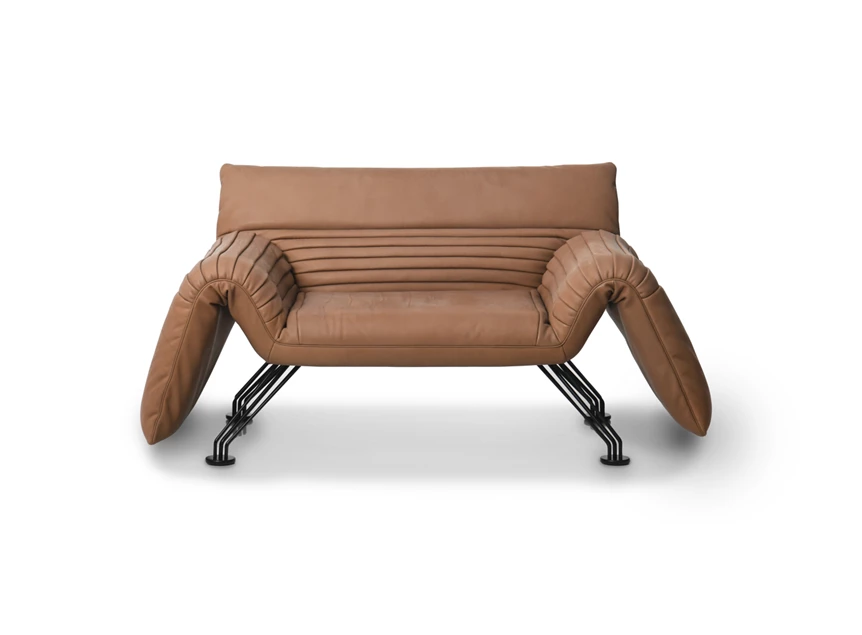 Armleuningen omlaag Bijzetzetel Wing DS-142 unit 106 leder cognac De Sede