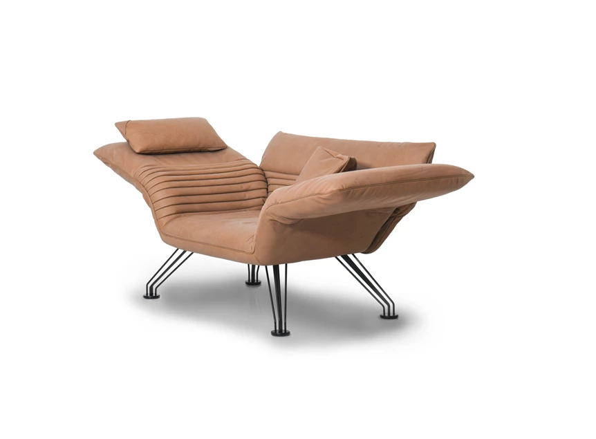 Zijkant Bijzetzetel Wing DS-142 unit 106 leder cognac De Sede