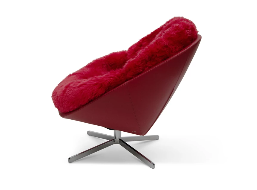Bijzetzetel Coco DS-265 unit 1 schelp leder rood kussen schapenvacht De Sede