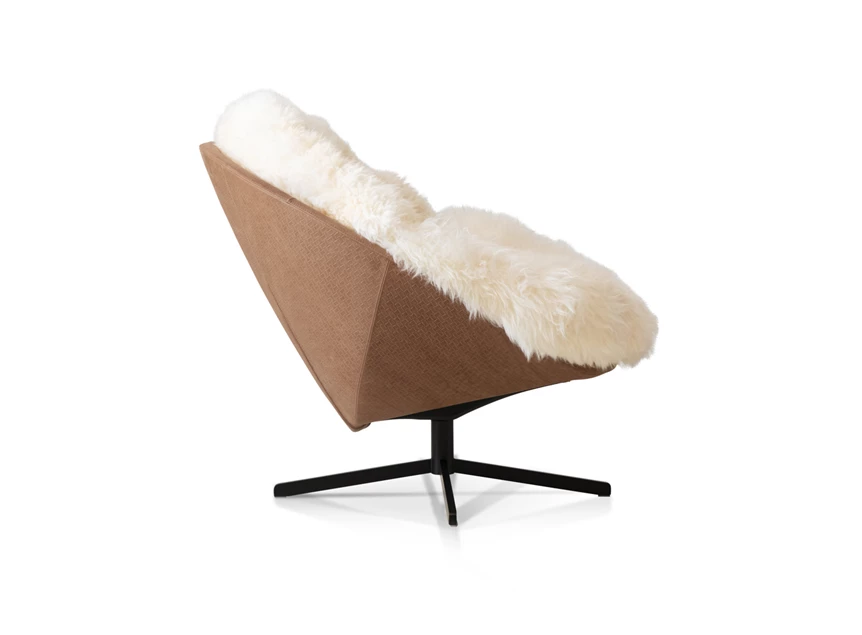 Bijzetzetel Coco DS-265 unit 1 schelp leder cognac kussen schapenvacht wit De Sede