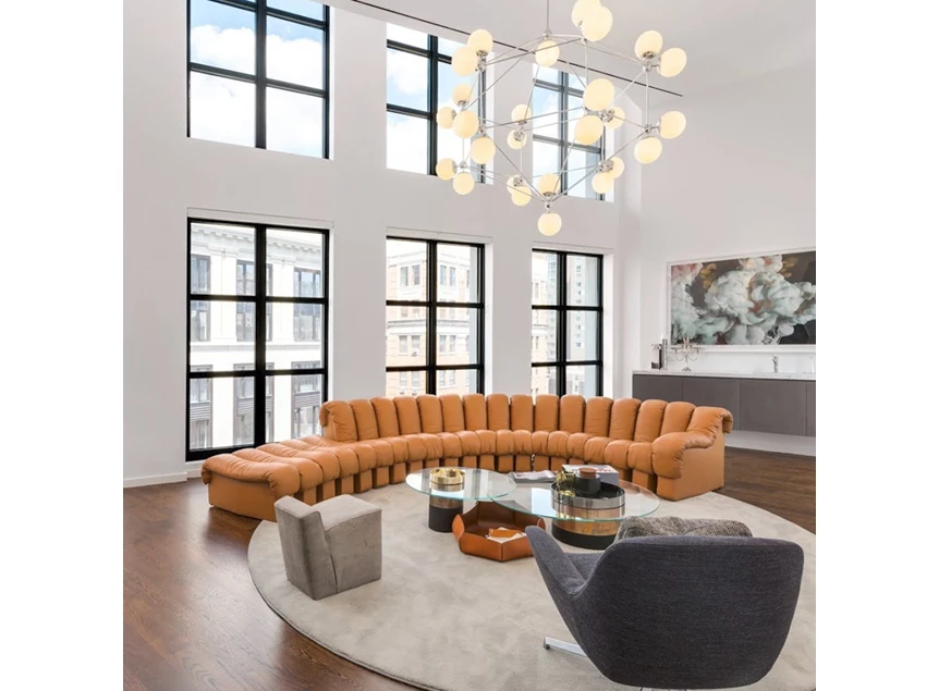 Verstelbare salon Snake DS-600 leder oranje De Sede