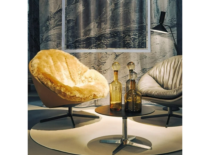 Inzoom Bijzetzetel Coco DS-265 unit 1 schelp leder kussen schapenvacht De Sede