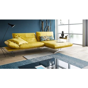 Zetel Francis met longchair leder geel Koinor