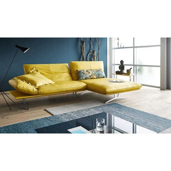 Zetel Francis met longchair leder geel Koinor