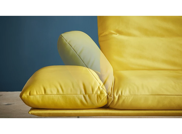 Detail Zetel Francis met longchair leder geel Koinor