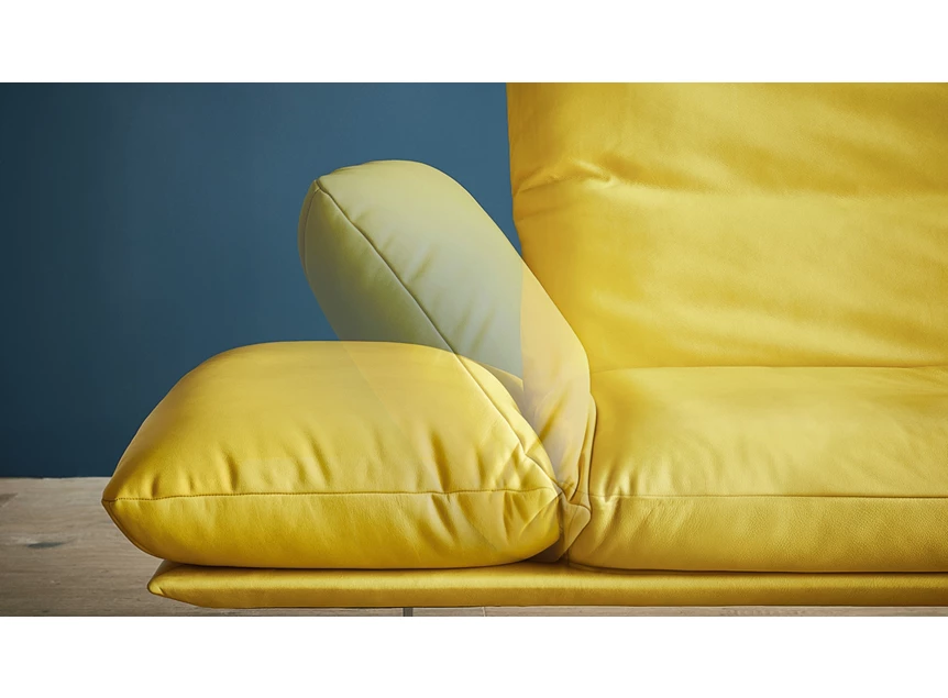 Detail Zetel Francis met longchair leder geel Koinor