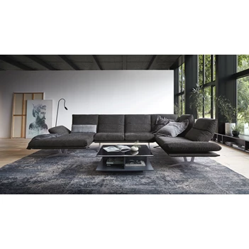 Grote hoeksalon Francis met longchair stof donkergrijs Koinor