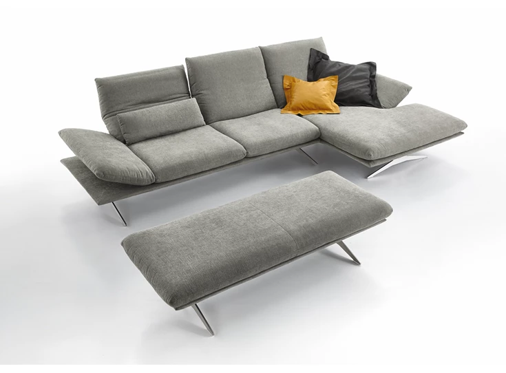 Met voetenbank Zetel Francis met longchair stof grijs Koinor