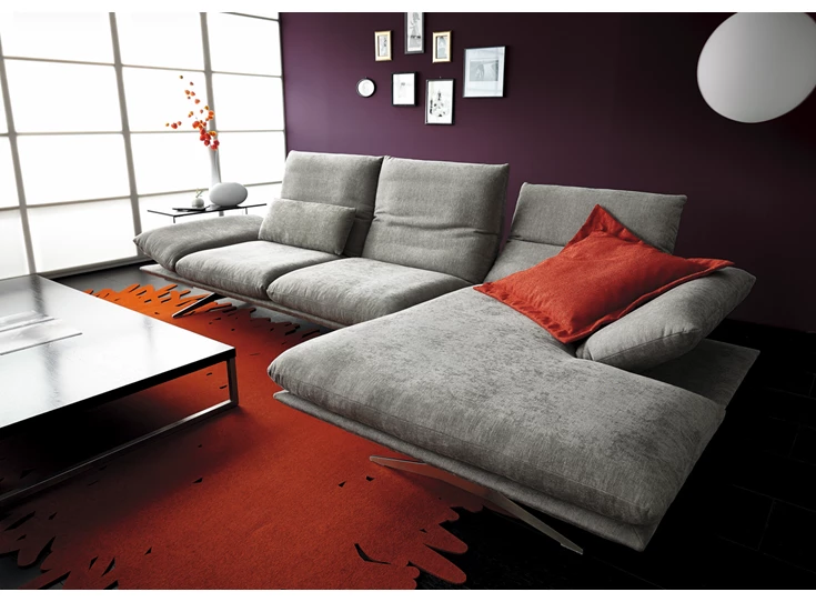 Zijkant Zetel Francis met longchair stof grijs Koinor