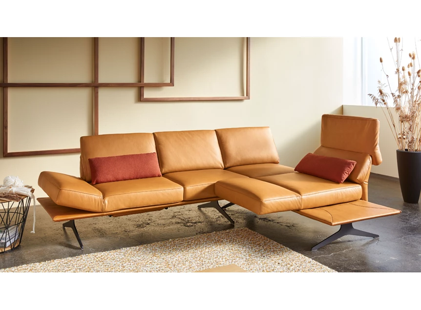 Draaibare zitting tot longchair Verstelbare hoekzetel Finero leder caramel Koinor