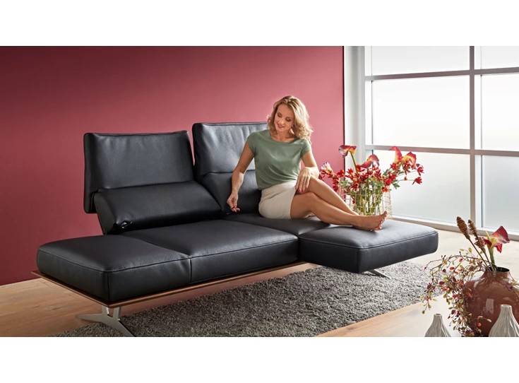 Verstelbaar Zetel canapé 3-zit Finero leder zwart Koinor