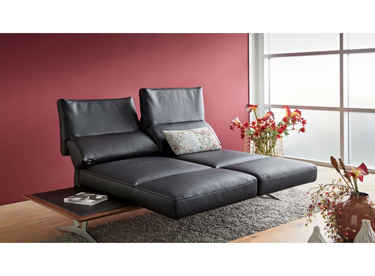 Draaibare zittingen tot longchair Zetel canapé 3-zit Finero leder zwart Koinor