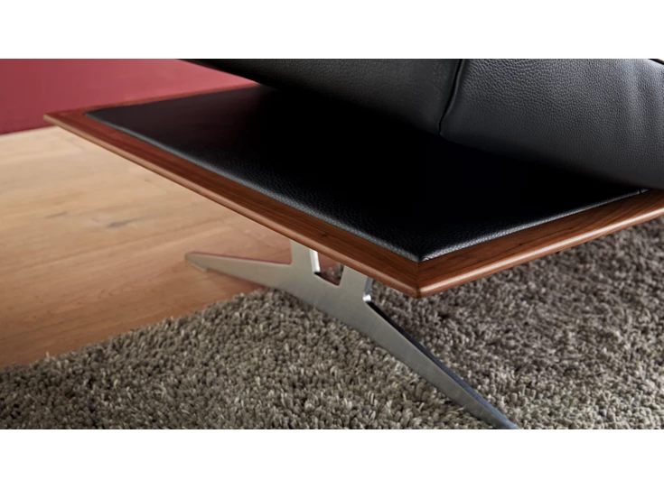 Plateau walnoot Zetel canapé 3-zit Finero leder zwart Koinor