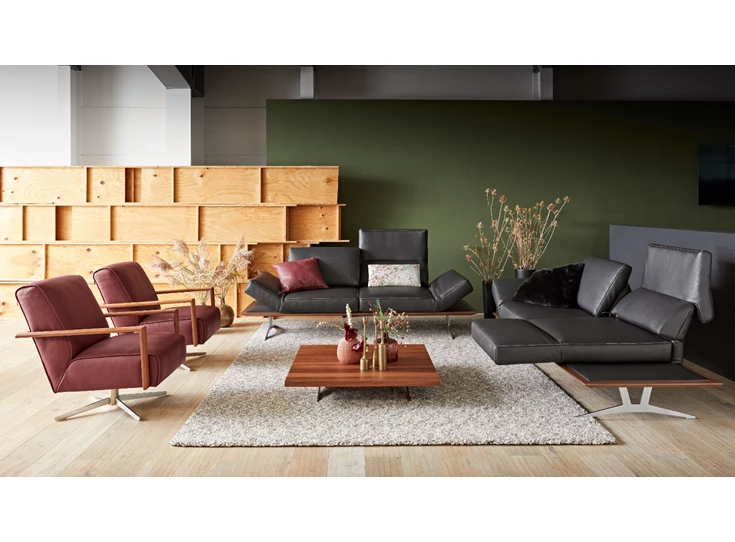 Sfeerfoto Zetel canapé 3-zit 2-zit Finero leder zwart Koinor