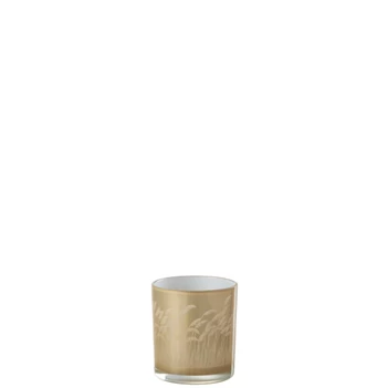 Theelichthouder pampas- glas- beige/wit