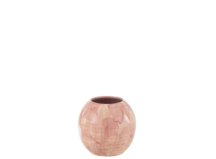 Handgeschilderde bloempot- keramiek- roze- medium