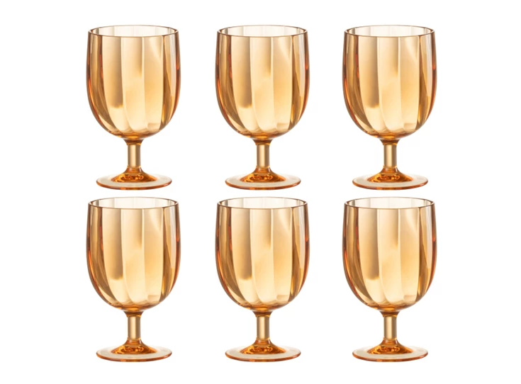 Doos 6stuks- wijnglas- plastiek- oranje