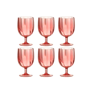 Doos 6stuks- wijnglas- plastiek- rood