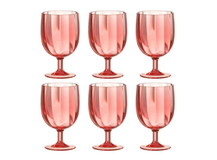 Doos 6stuks- wijnglas- plastiek- rood