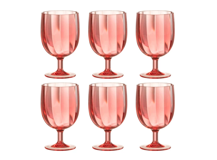 Doos 6stuks- wijnglas- plastiek- rood