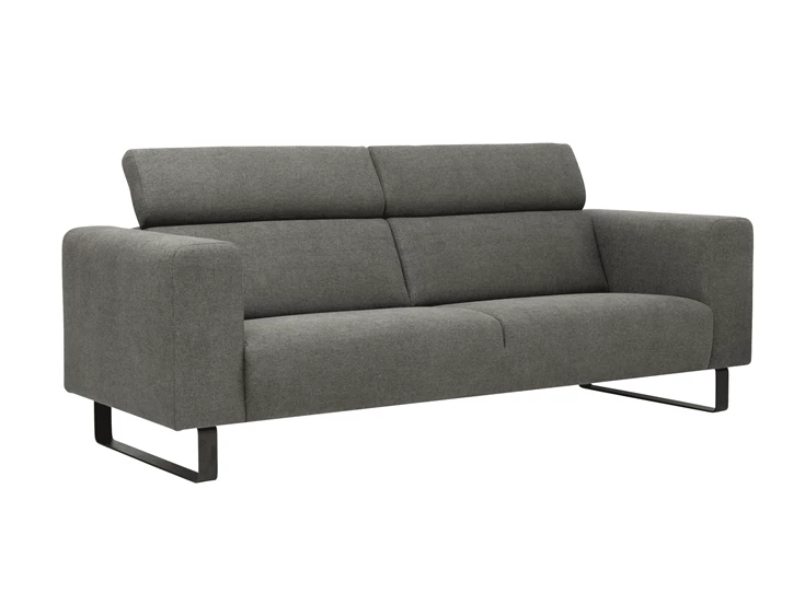 Romi miro jakobsen zwart salon modern sledepoot metaal stof canapé zetel