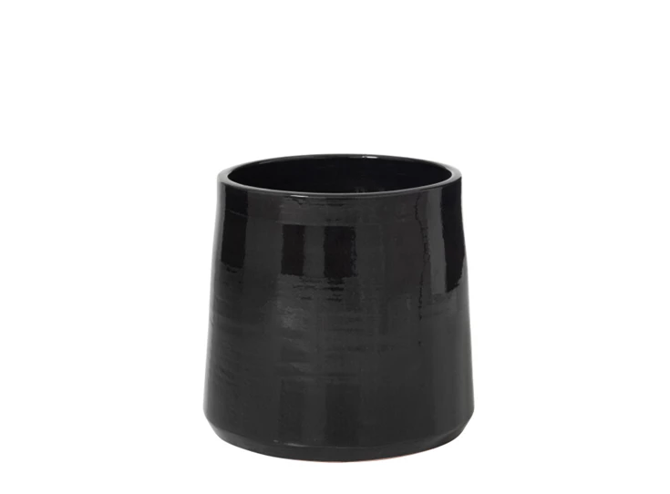 Ronde bloempot- keramiek- zwart- large