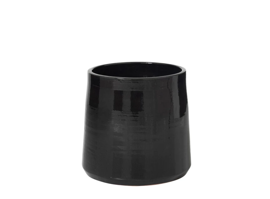 Ronde bloempot- keramiek- zwart- large