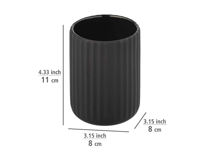 Belluno Tandenborstelbeker- zwart- afmetingen