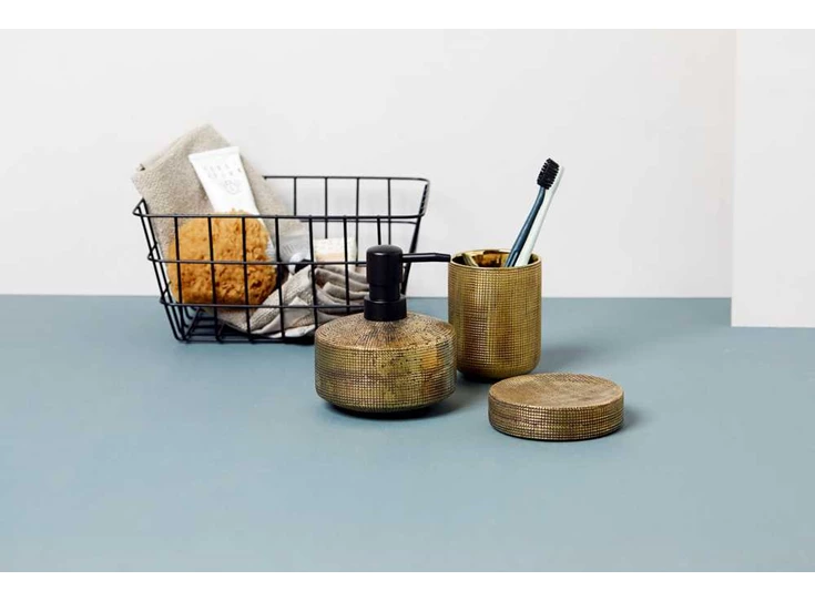 Rivara tandenborstelbeker- keramiek- goud- sfeerbeeld