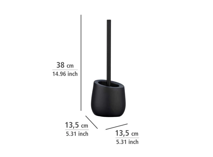 Badi toiletborstelhouder- keramiek- zwart- afmetingen